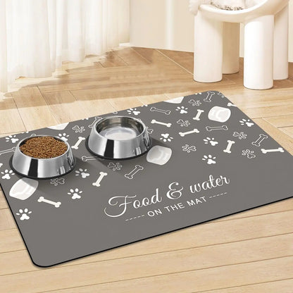 Pet Feeding Mat - Absorbent Dog Food Mat for Floors Waterproof，Dog Cat Placemat Mat for Food and Water Bowls - No Stains No Sliding Quick Dry Dog Water Mat Eating Mat Dish Mat D2-30 * 50cm