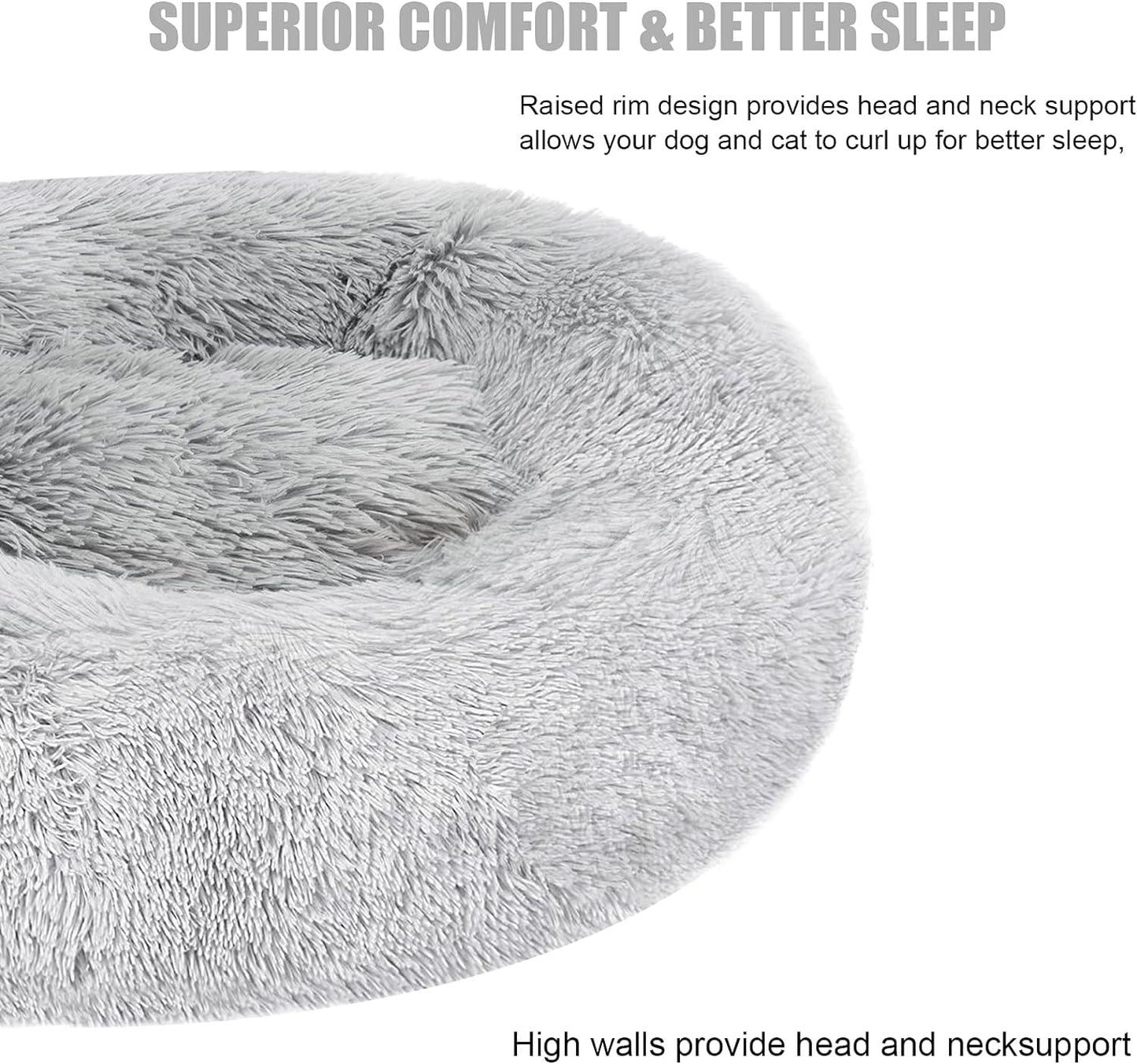 Calming Dog Bed Cat Bed, Washable round Dog Bed - 23/30/36 Inches Anti-Slip Faux Fur Donut Cuddler Cat Bed for Small Medium Large Dogs - Fits up to 25/45/100 Lbs - Waterproof Bottom