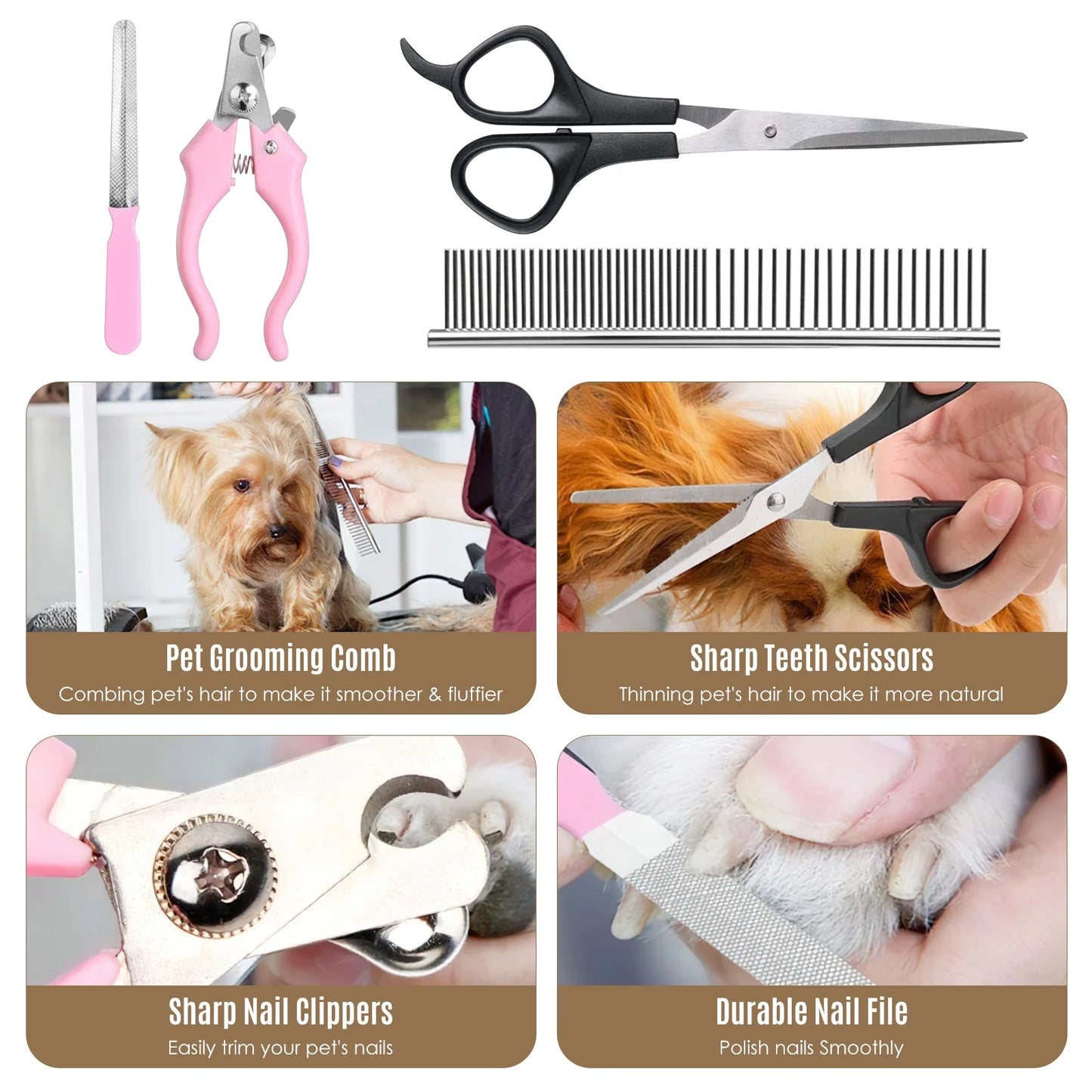 Dog Clippers, Cordless Dog Grooming Kit, Professional Quiet Electric Pets Hair Trimmers