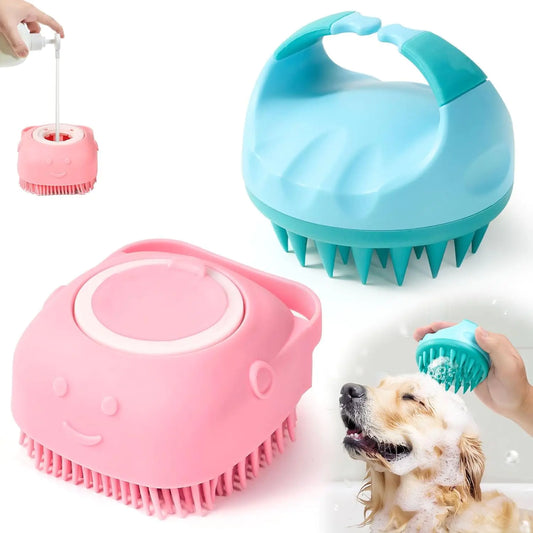 2Pack Dog Bath Brush Dog Shampoo Brush Dog Massage Brush Pet Grooming Brush Soft Silicone Scrubber for Short Long Haired Dogs Cats Massage Comb Soft Shedding Bathing Brush Removes Loose & Shed Fur