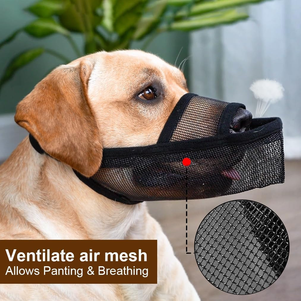 Nylon Dog Muzzle for Small Medium Large Dogs Dachshund Beagle Poodle Labrador, Air Mesh Breathable and Drinkable Pet Mouth Guard for Anti-Biting Chewing Scavenging(S, Grey)