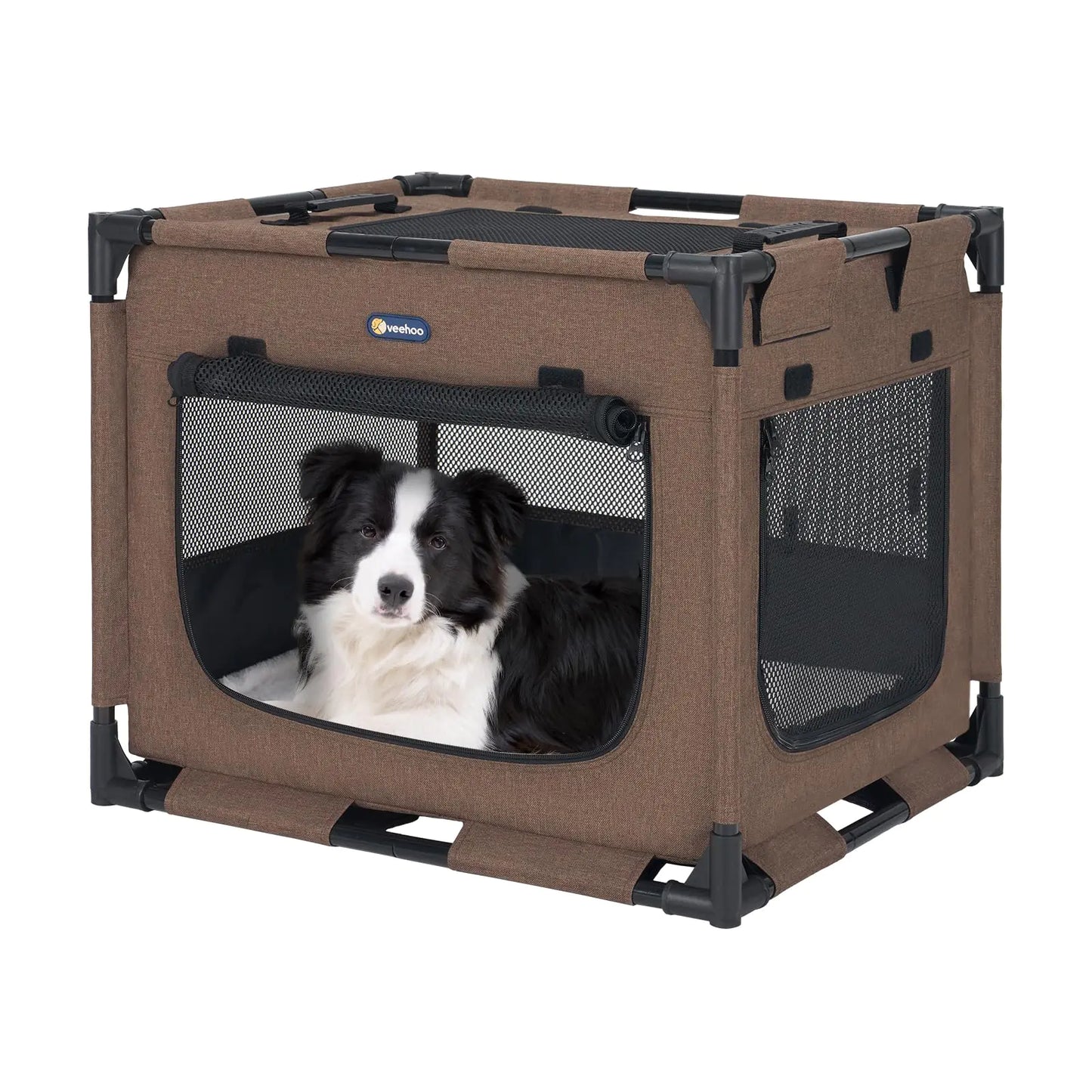 Veehoo 36 inch Soft Dog Crate Lightweight Dog Cat Kennel for Large Dogs 3-Door Cat Dog Playpen Puppy Playpen Indoor 5 x Durable Mesh Screen Indoor & Outdoor Use Assembly Required CWB2429CP