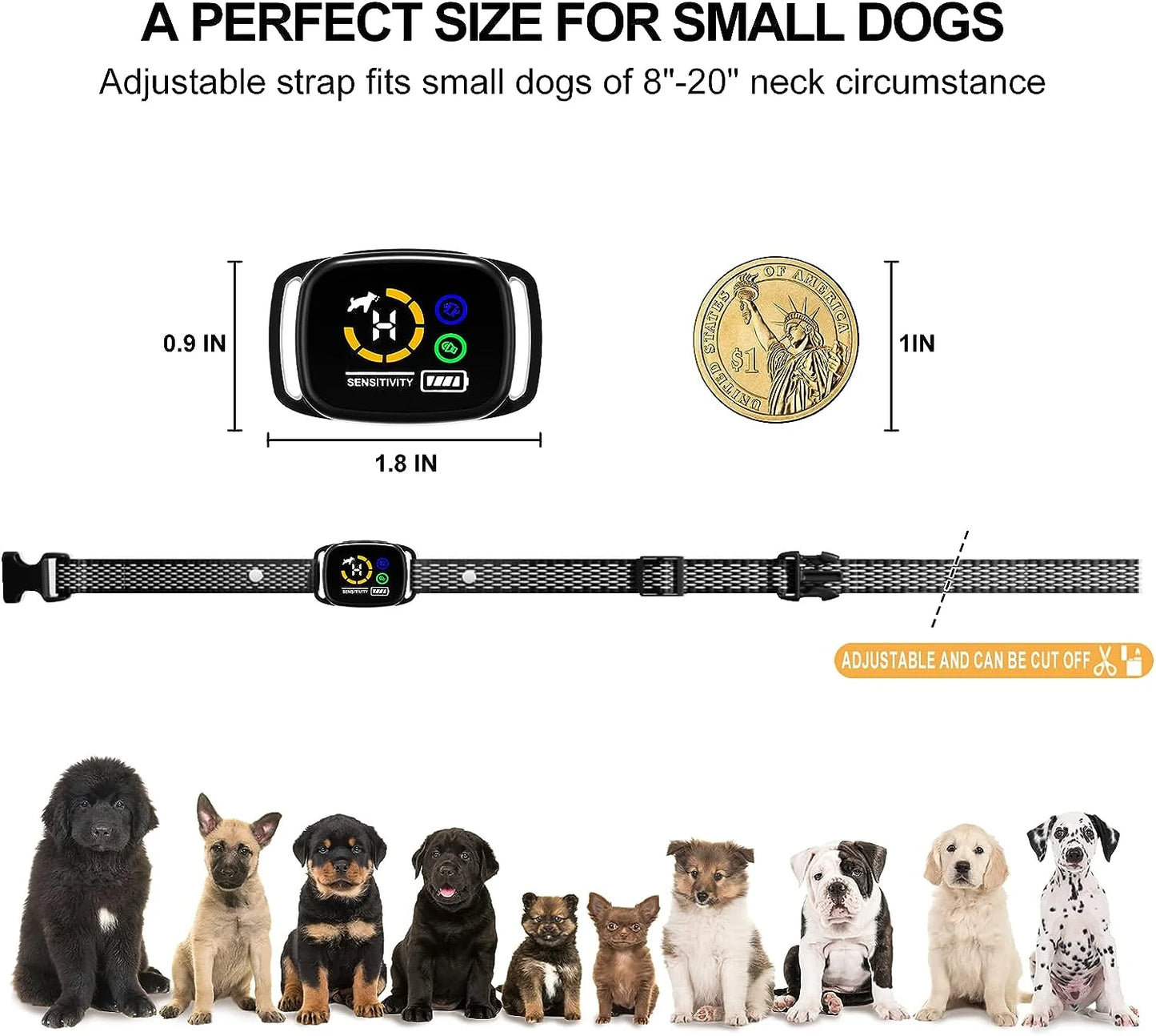 Dog Bark Collar,Anti Barking Collar with 6 Adjustable Sensitivity and Intensity Beep Vibration,Rechargeable Smart Bark Collar for Small, Medium Dogs