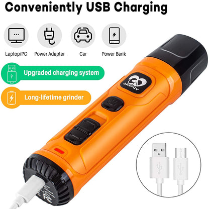 Dog Nail Grinder with 2 LED Light - New Version 2-Speed Powerful Electric Pet Nail Trimmer Professional Quiet Painless Paws Grooming & Smoothing for Small Medium Large Dogs and Cats (Orange)