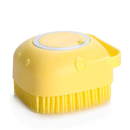 BLMHTWO Pet Bath Brush Dog Scrubber for Bath Pet Shampoo Brush Dog Bathing Brush Pet Bubble Brush with Silicone Loop Handle for Long Short Haired Dogs and Cats Yellow