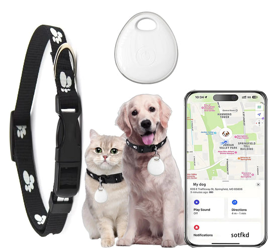 Dog Tracker-Airtag Cat Collar-Cat Tracker Collar-GPS Tracker for Dogs-Pet Tracker(Only iOS) | MFi Certificated | No Monthly Fee | No Charging Required | Waterproof