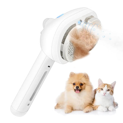 Texsens Cat Steam Brush - Steamy Cat Brush for Shedding Misting Cat Brush for Long & Short Haired Cats & Dogs Removing Tangled & Loose Hair - Self Cleaning Pet Hair Removal Grooming Tool