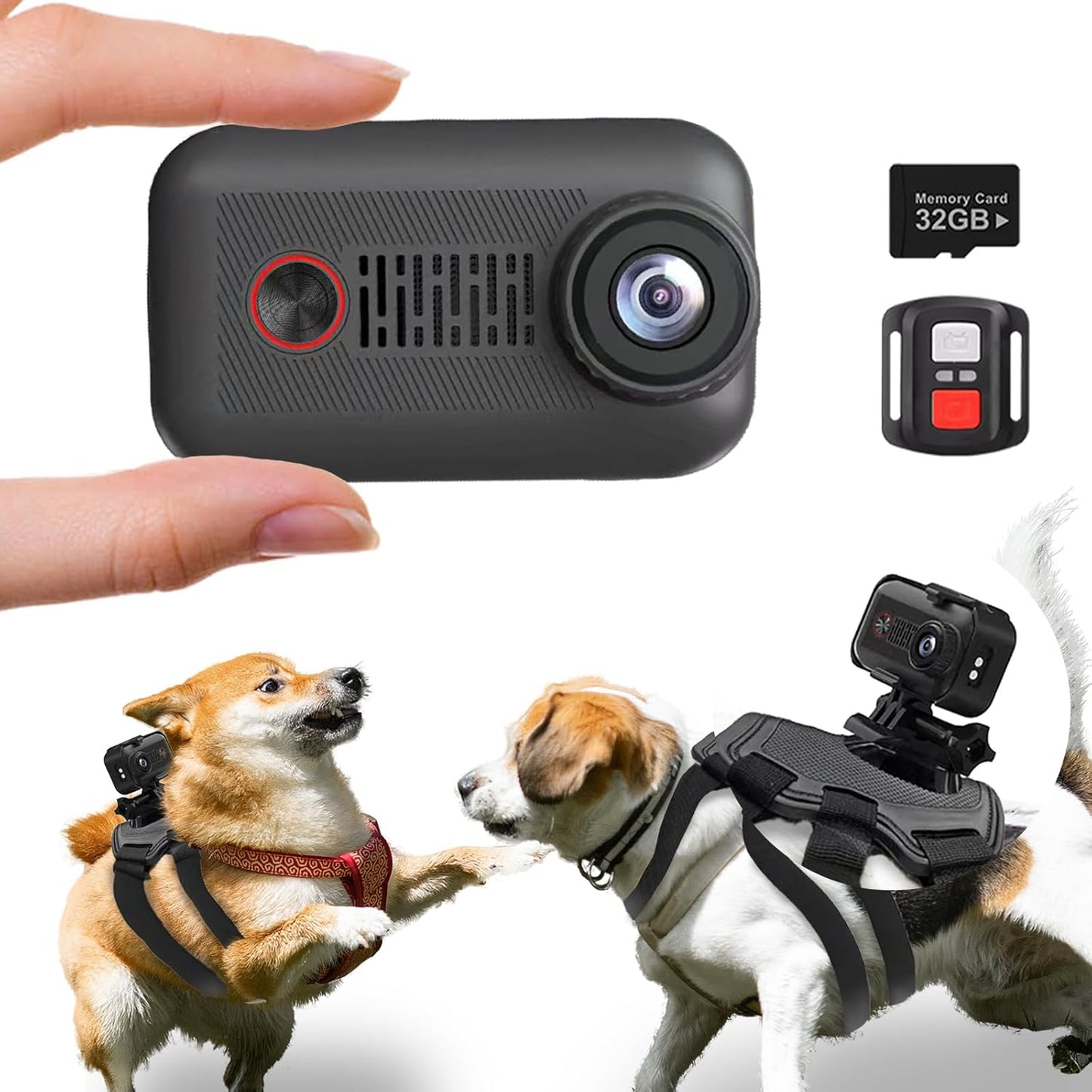 2K Pet Collar Camera with 32GB SD Card,Cat Collar Camera with Phone App,20Mp Wifi Dog Collar Camera,Pet Camera Accessories Newly Upgraded,Lightweight Action Camera with Remote