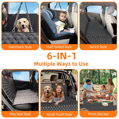 Hard Bottom Dog Car Seat Cover for Back Seat Dog Hammock Non-Slip Waterproof Back Seat Extender for Car Truck, Vehicle SUV, Tesla