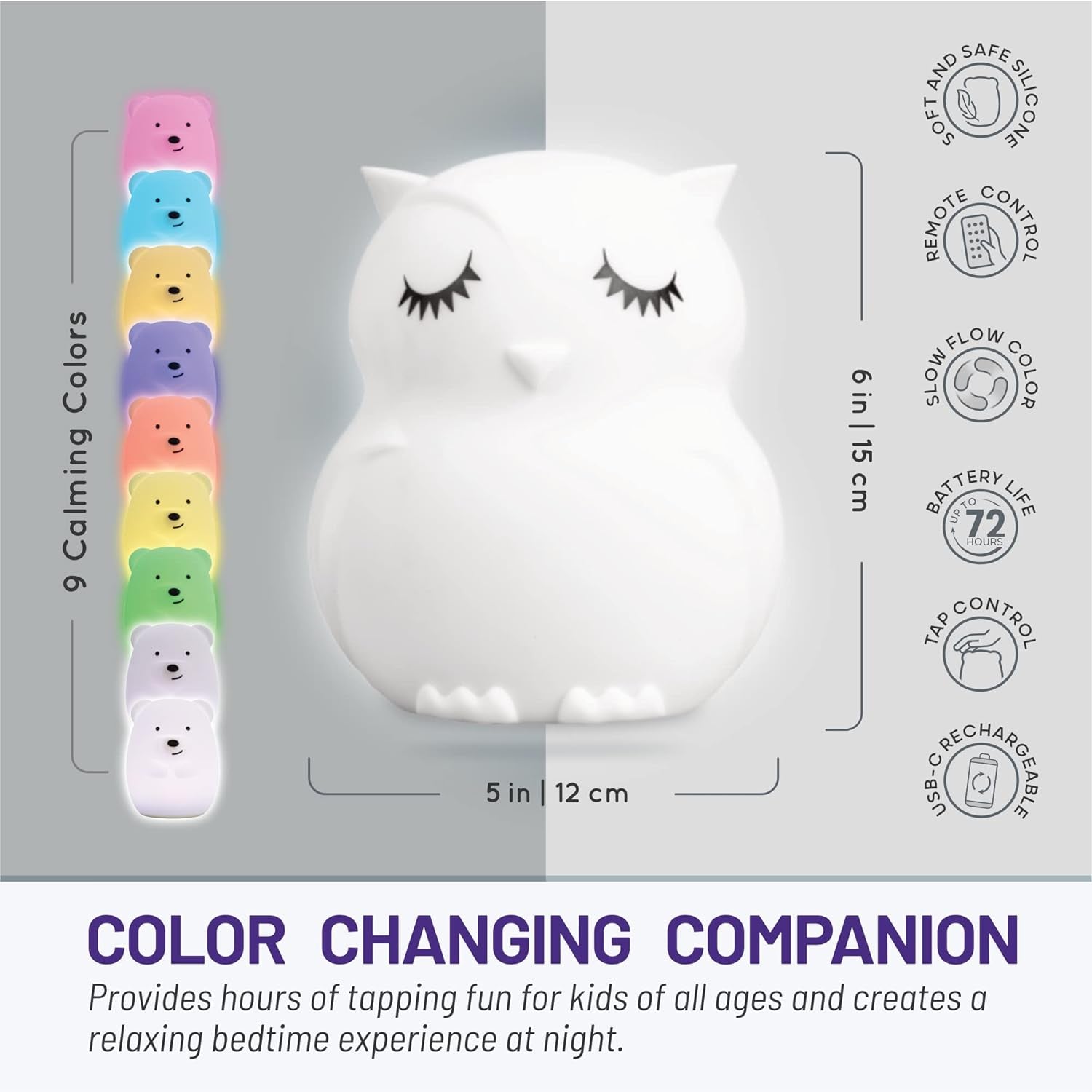 Owl-Themed Rechargeable Night Light for Children - Ideal for Kids' Rooms and Toddlers