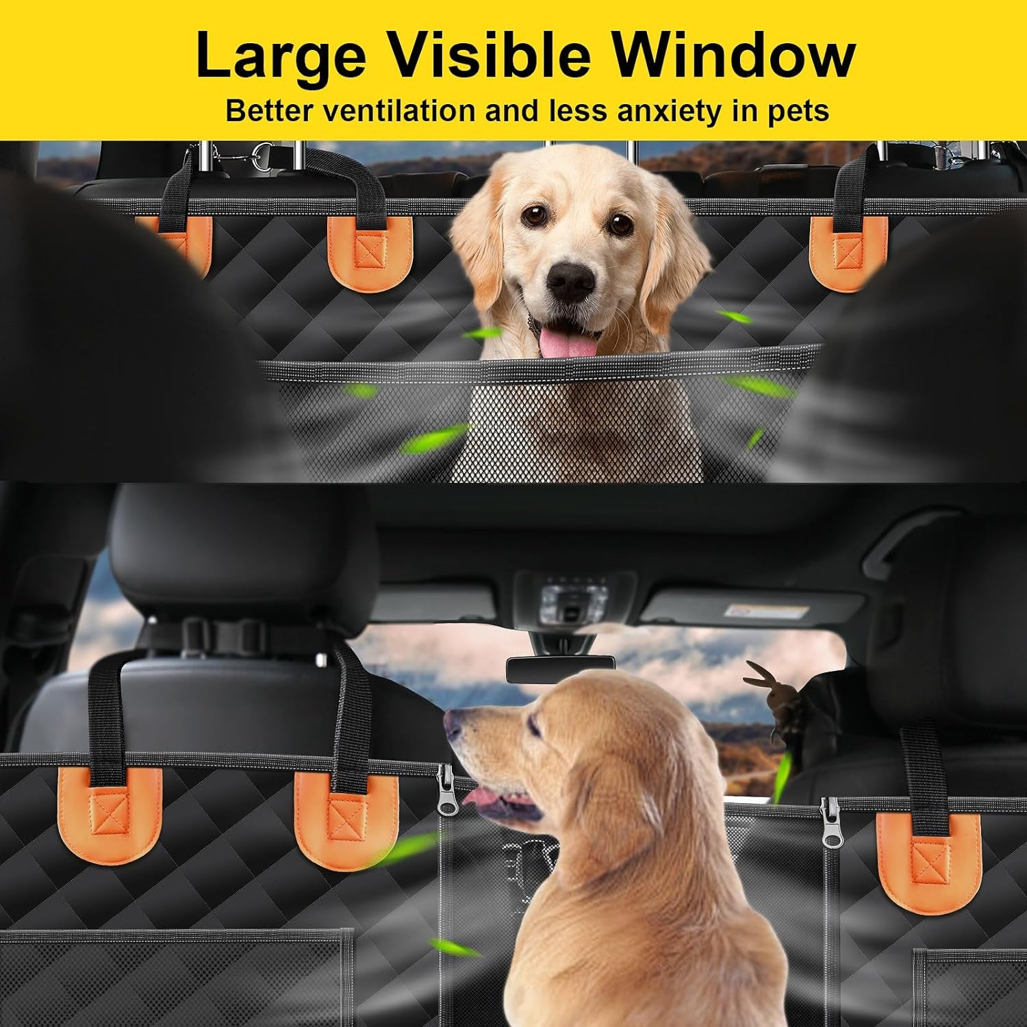 Dog Car Seat for Back Seat,100% Waterproof Back Seat Extender for Dog with Hard