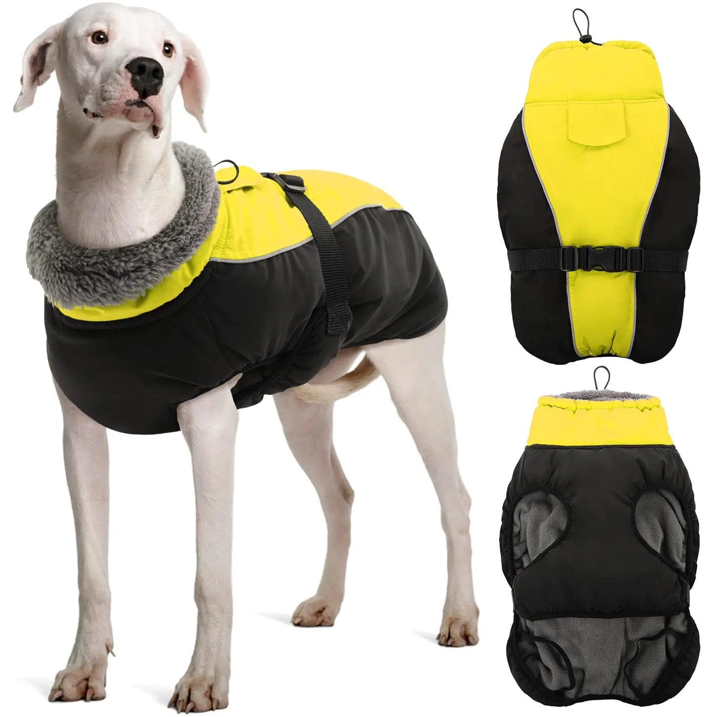 DENTRUN Warm Dog Winter Coat Dog Cold Weather Jacket Windproof Dog Snowsuit Dog Fleece Vest Reflective Outwear Waterproof Cozy Doggie Turtleneck Apparel Winter Clothes for Extra Large Dog Coat XXXL