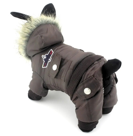 ZUNEA Padded Waterproof Small Dog Winter Jumpsuit Pet Puppy Jacket Coat Fleece Warm Snowsuit Airman Chihuahua Yorkie Outfits Clothes Apparel Brown XL