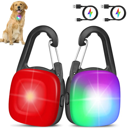 Dog Lights for Night Walking 2 Pack Dog Collar Light IP68 Waterproof Dog Light Rechargeable Light for Dog Collar Clip On Dog Collar Lights for Night Walking 4 Modes Dog Safety Light