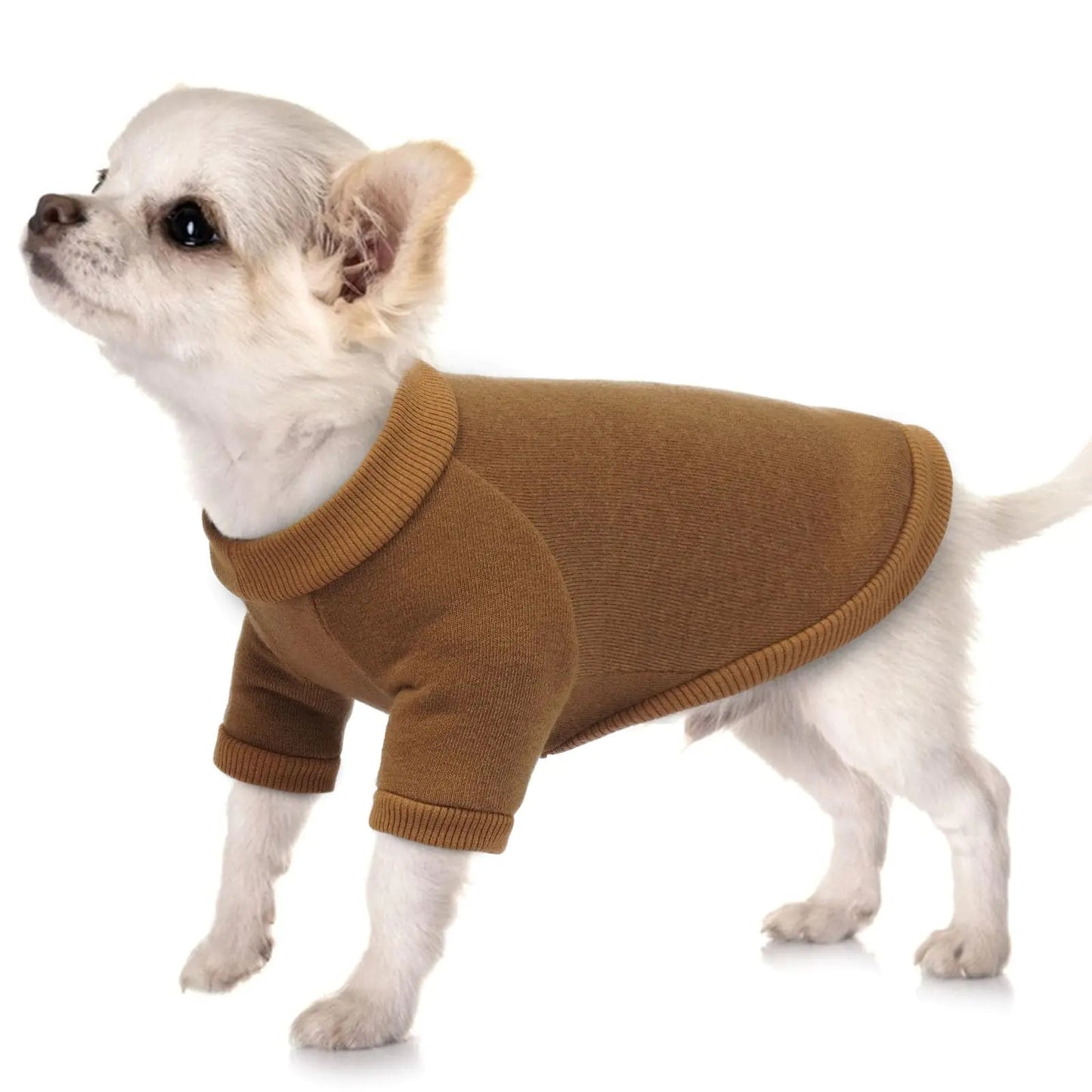 Dog Sweater Small Basic Dog Sweatshirt with Soft Inner Fleece Warm Pet Shirt Extra Small Dog Sweater Cozy Puppy Pajamas Cat Clothes Winter Dog Clothes for Small Dogs Chihuahua Yorkie Brown S