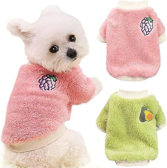 2 Pieces Dog Sweaters for Small Dogs Girl Fall Small Dog Sweater Winter Warm Puppy Clothes Fleece Chihuahua Sweater Cute X-Small Dog Clothes for Girls Cat Clothes XXL