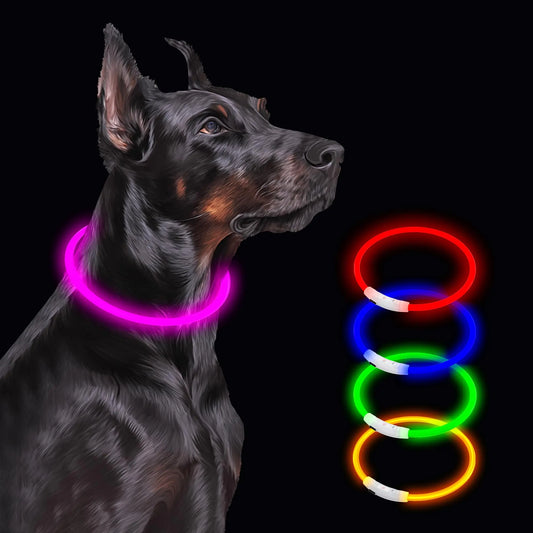 Light Up Dog Collar Led Dog Collar Rechargeable Waterproof Glow in Dark Dog Collar TPU Cuttable Lighted Dog Collars for Night Walking Charging USB Safety Dog Collar for Small Medium Large Dogs Pink