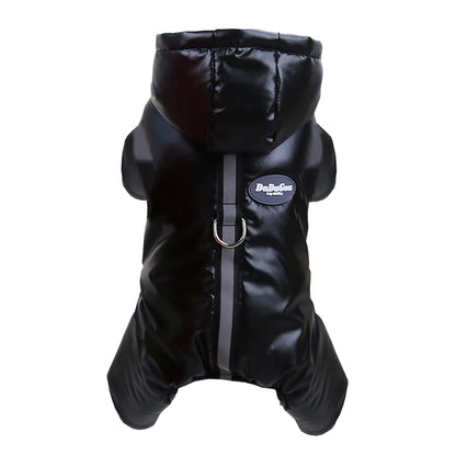 Izefia Dog Coat Windproof Jacket Cold Weather Coat 4 Legs Warm Dog Jumpsuit Winter Thick Clothes Snow Proof Coat Cotton Dog Coat for Small Dog Medium Dog Cat Black XL