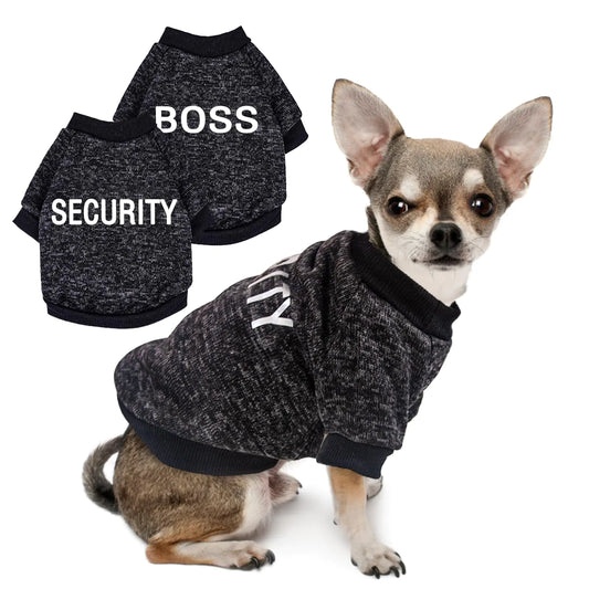 2 Pieces XS Dog Sweater Black Security Dog Sweatshirt Fleece Dog Sweater Warm Fall Winter Dog Clothes for Small Dogs Boy Male Dog Clothes Cat Sweater Pet Puppy Coat Clothing Custume