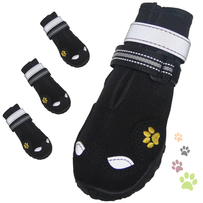 Dog Shoes FISHOAKY Dog Shoes for Medium Dogs Anti Slip Dog Boots & Paw Protectors for Winter Snowy and Summer Hot Pavement 4 Pack Dog Booties Waterproof for Small Dogs with Black (Size 3)