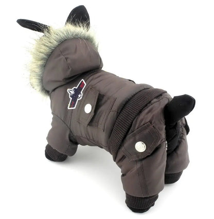 ZUNEA Padded Waterproof Small Dog Winter Jumpsuit Pet Puppy Jacket Coat Fleece Warm Snowsuit Airman Chihuahua Yorkie Outfits Clothes Apparel Brown XL