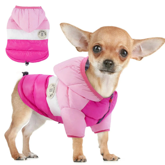 FUAMEY Dog Winter CoatPuppy Puffer Jacket Warm Padded Pet Snow Vest Cute Windproof Dog Clothes Doggy Warm Waterproof Outdoor Lightweight Small Dog HoodieChihuahua Poodles Yorkshire Pet Apparel S/12