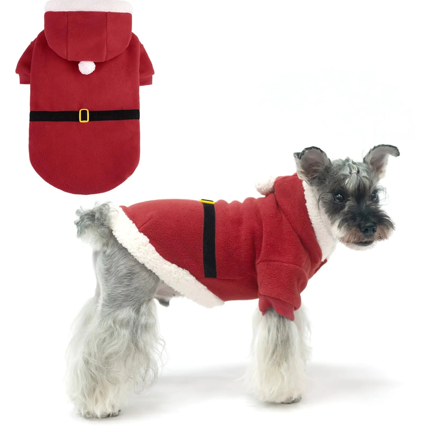 EXPAWLORER Christmas Dog Hoodie - Santa Claus Christmas Costume Outfit Pet Winter Sweater Coat Puppy Party Clothes Apparel for Small Medium Dogs