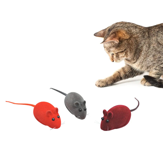 Andiker 3 Pcs Cat Mouse Toy Flocking Squeaking Mouse Cat Toy 3 Random Colors Soft Small Cat Toys for Indoor Cats Interactive Cat Toy for Cats and Kitten to Catch and Bit (3pcs)