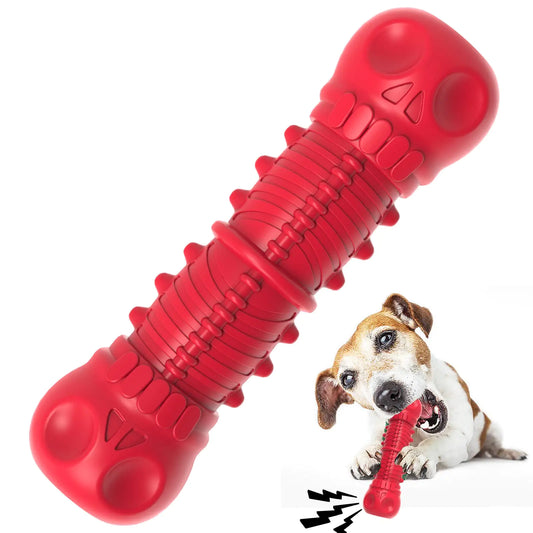 ZIKATON Dog Squeaky Toys for Aggressive Chewers Durable Dog Chew Toys for Large Medium Breed Dog Dog Toys Tough Durable Dogs Toys with Natural Rubber (A Red for Small Dogs)