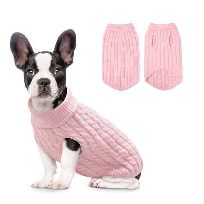 SHIAOMIN Warm Dog Turtleneck Sweater - Cable Knit Puppy Sweater Thick Warm Dog Winter Clothes Cold Weather for Small and Medium Dogs (Pink 2XL)