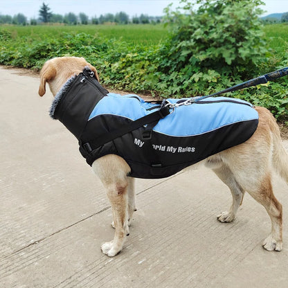 Waterproof Thicken Winter Dog Coat with Harness for Medium to Large Dogs