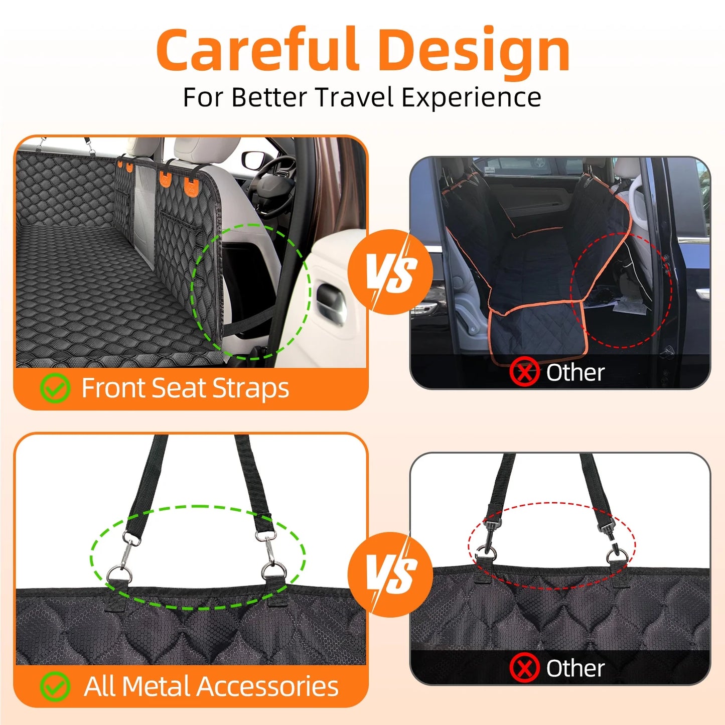 Hard Bottom Dog Car Seat Cover for Back Seat Dog Hammock Non-Slip Waterproof Back Seat Extender for Car Truck, Vehicle SUV, Tesla