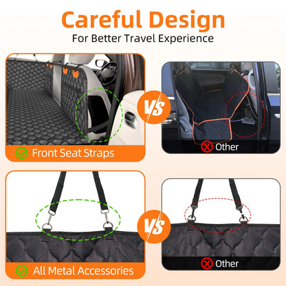 Hard Bottom Dog Car Seat Cover for Back Seat Dog Hammock Non-Slip Waterproof Back Seat Extender for Car Truck, Vehicle SUV, Tesla