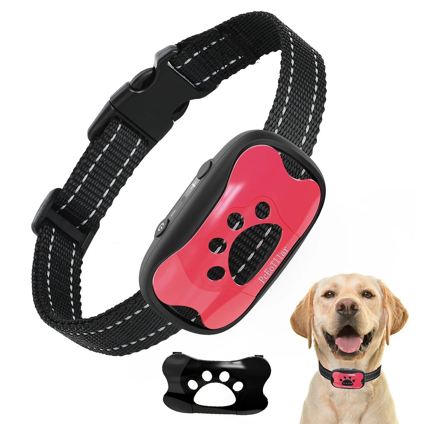 Dog Bark Collar - Humane, Rechargeable No Shock anti Barking Collar with 7 Adjustable Levels for Small Medium Large Dogs, Waterproof (Pink)