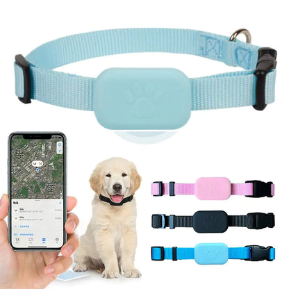 Generic PawsPath Pet GPS Tracker Collar Unlimited Range Waterproof Pet Cat Dog Anti-lost Device Smart Locator Tracking GPS Pet Tracker Collar for Apple IOS FindMy (Blue Small)