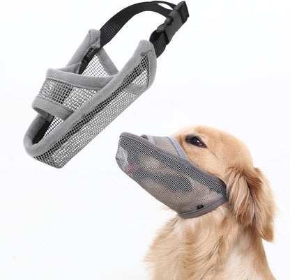 Nylon Dog Muzzle for Small Medium Large Dogs Dachshund Beagle Poodle Labrador, Air Mesh Breathable and Drinkable Pet Mouth Guard for Anti-Biting Chewing Scavenging(S, Grey)