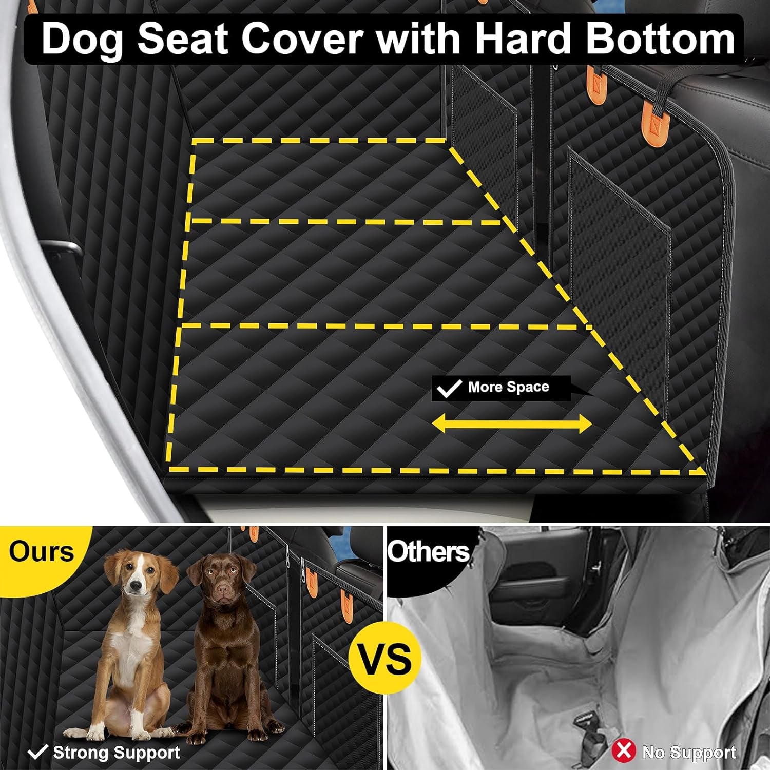 Dog Car Seat for Back Seat,100% Waterproof Back Seat Extender for Dog with Hard