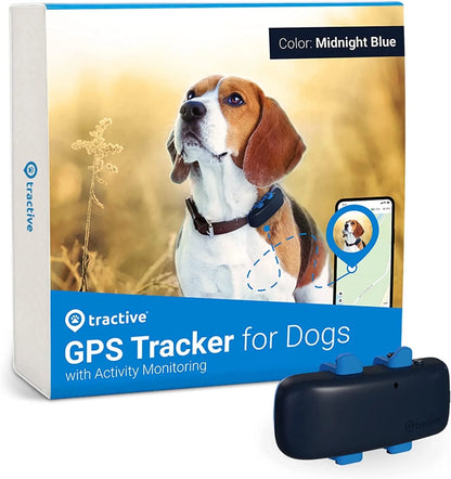 Dog GPS Tracker with Activity Monitoring, Fits Any Collar (Dark Blue)