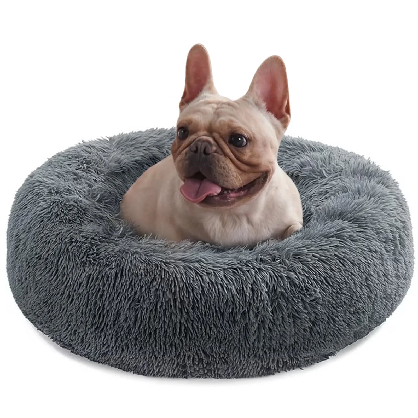 24" Calming Dog Bed for Medium Small Dogs, Donut Machine Washable Pet Bed, Anti-Anxiety Cuddler Cozy Soft Cat Bed