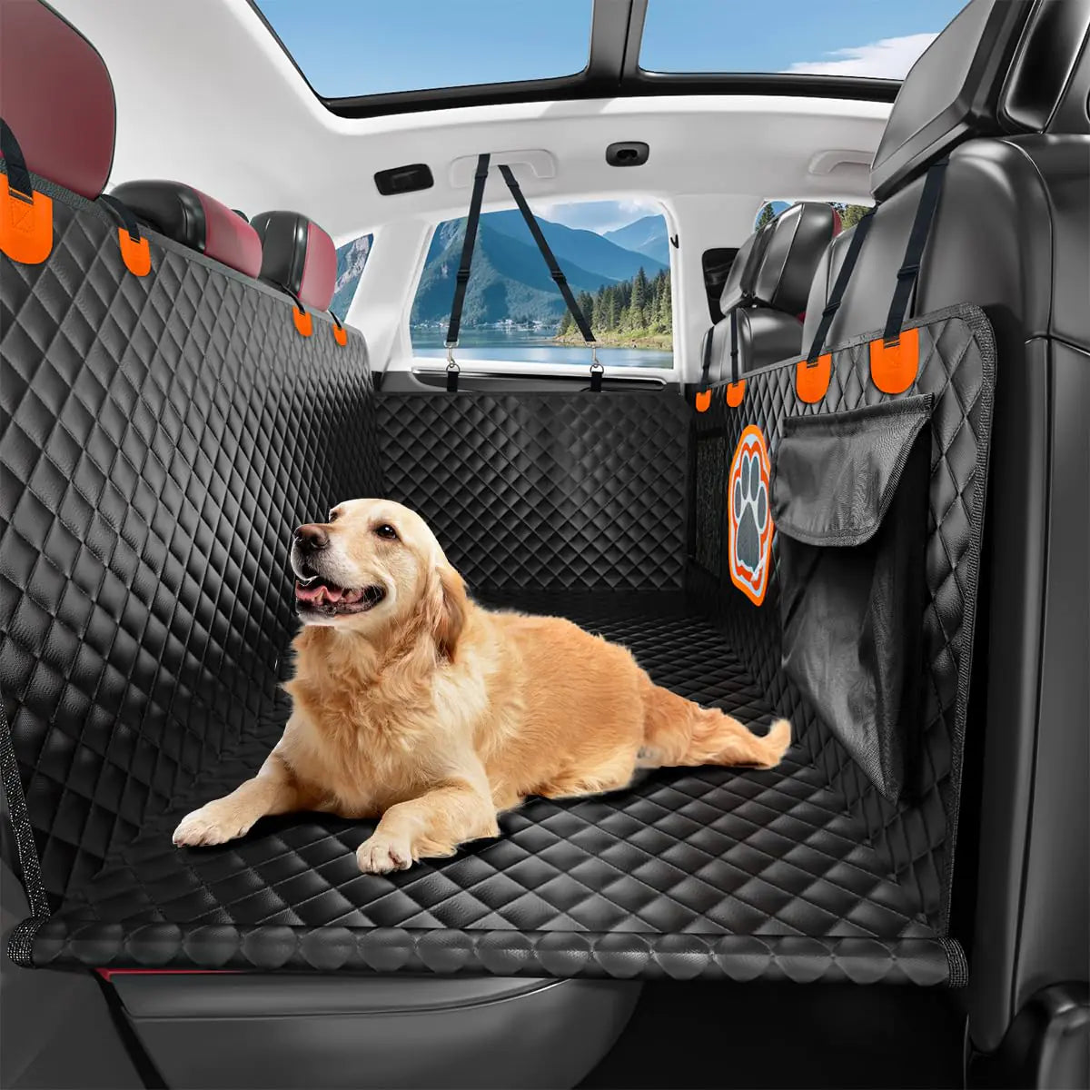 Dhengce Back Seat Extender for Dogs-Large Space Dog Car Seat Cover Hard Bottom Holds 400lbs Sturdy Backseat Extender for DogsDog Hammock Seat Back Seat Pet Protector