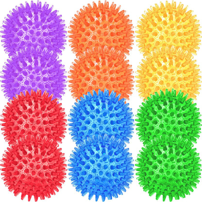 Beieverluck 12 Pack 2.5 Inch Squeaky Dog Toy Balls Spikey Dog Balls Large Dog Chew Toys for Medium Large and Small Dogs for Aggressive Chewers 6 Colors