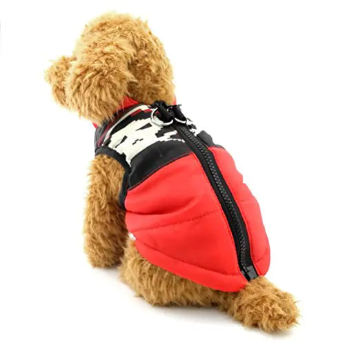 ZUNEA Winter Small Dog Vest Harness Cotton Padded Skull Boy Male Pet Cat Puppy Coat Jacket Xmas Christmas Costume Red XL