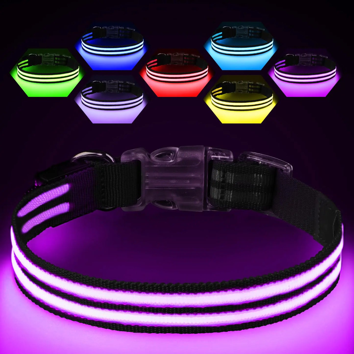 Light Up Dog CollarLED Dog Collar Light RechargeableGlow in The Dark Dog Collar WaterproofAdjustable Lighted Dog Collar for Small Medium Large DogsBlackS