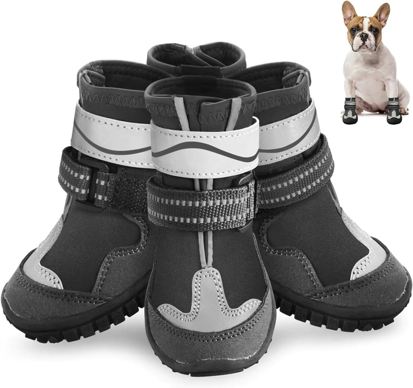 Dog Shoes Otunrues Dog Shoes for Small Medium Large Dogs Anti-Slip Dog Boot with Reflective Waterproof Dog Booties & Paw Protectors for Winter Snowy Hot Pavement Day (Black 4XL)