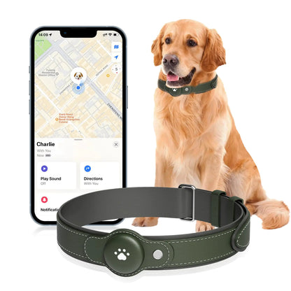 2-in-1 GPS Tracker for Dogs: Smart Collar with Real-Time Location No Monthly Fee Unlimited Range (iOS Only) GPS Tracker Dog Collar- Ideal for Small Medium Large Dogs(Tracker Included) (Green)