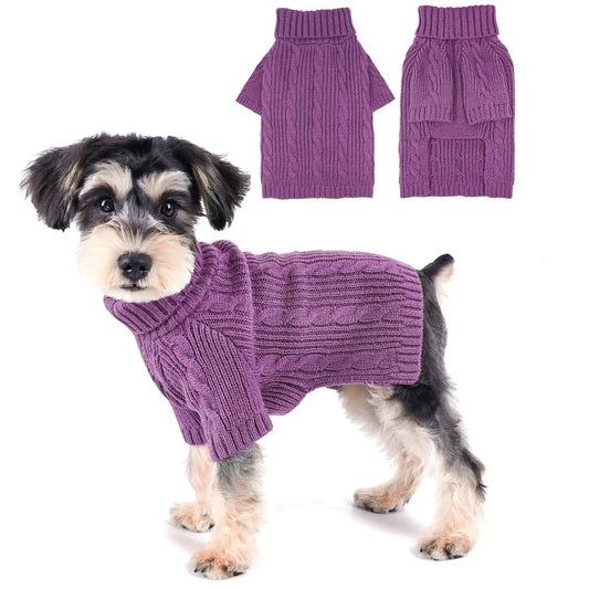 Small Dog Sweater XS Dog Sweaters Girl Winter Dog Clothes for Small Dogs Warm Chihuahua Sweater Clothes Cute Puppy Sweater Pet Cat Sweater Knitted Doggy Outfit for Cold Weather (Purple X-Small)