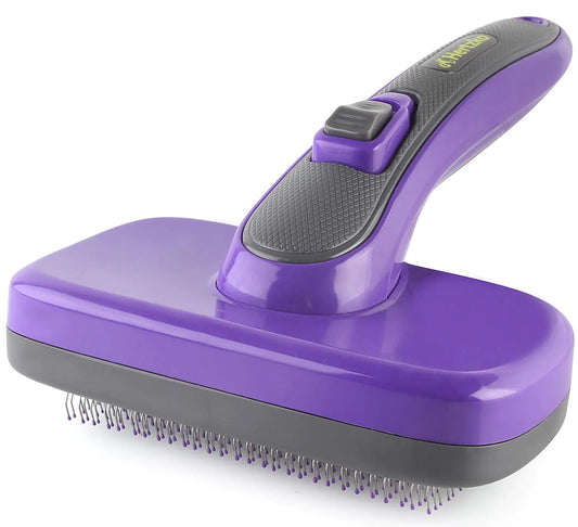 Hertzko Self Cleaning Slicker Brush for Pets Dog & Cat Brush Dog Brush for Shedding Cat & Dog Grooming Grooming Brushes for Long Short Haired Dogs Cats Deshedding Brush Rake Comb